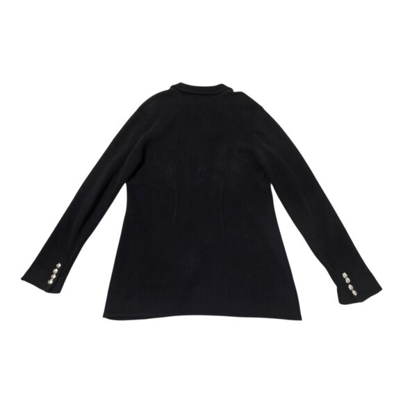 Ralph Lauren Knit Blazer Large Black with Silver Buttons Front and Cuffs - Picture 2 of 10